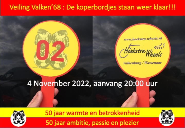 Veiling Valken’68 op 4 november 2022. U komt toch ook?